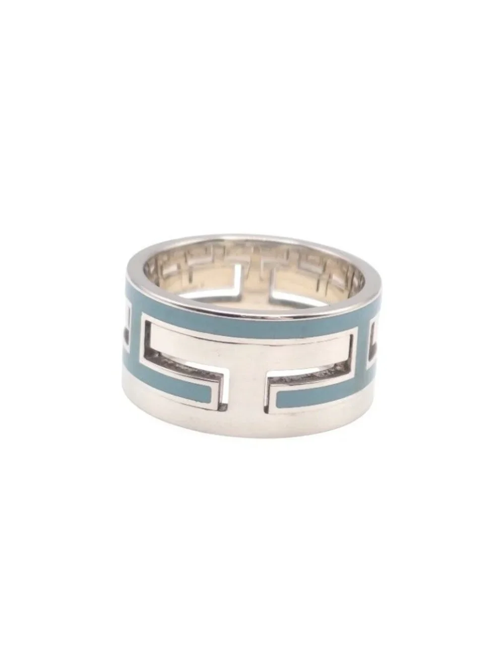 Hermes Move Ash Ring 925 Sterling Silver Light Blue 51